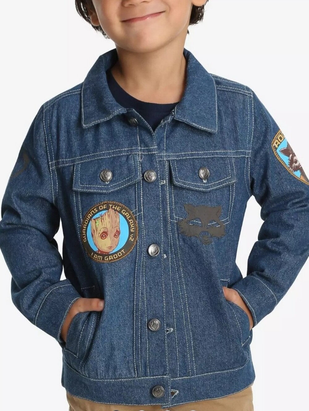 Marvel Kids Denim Jacket Guardians of the Galaxy Patches Size 4T